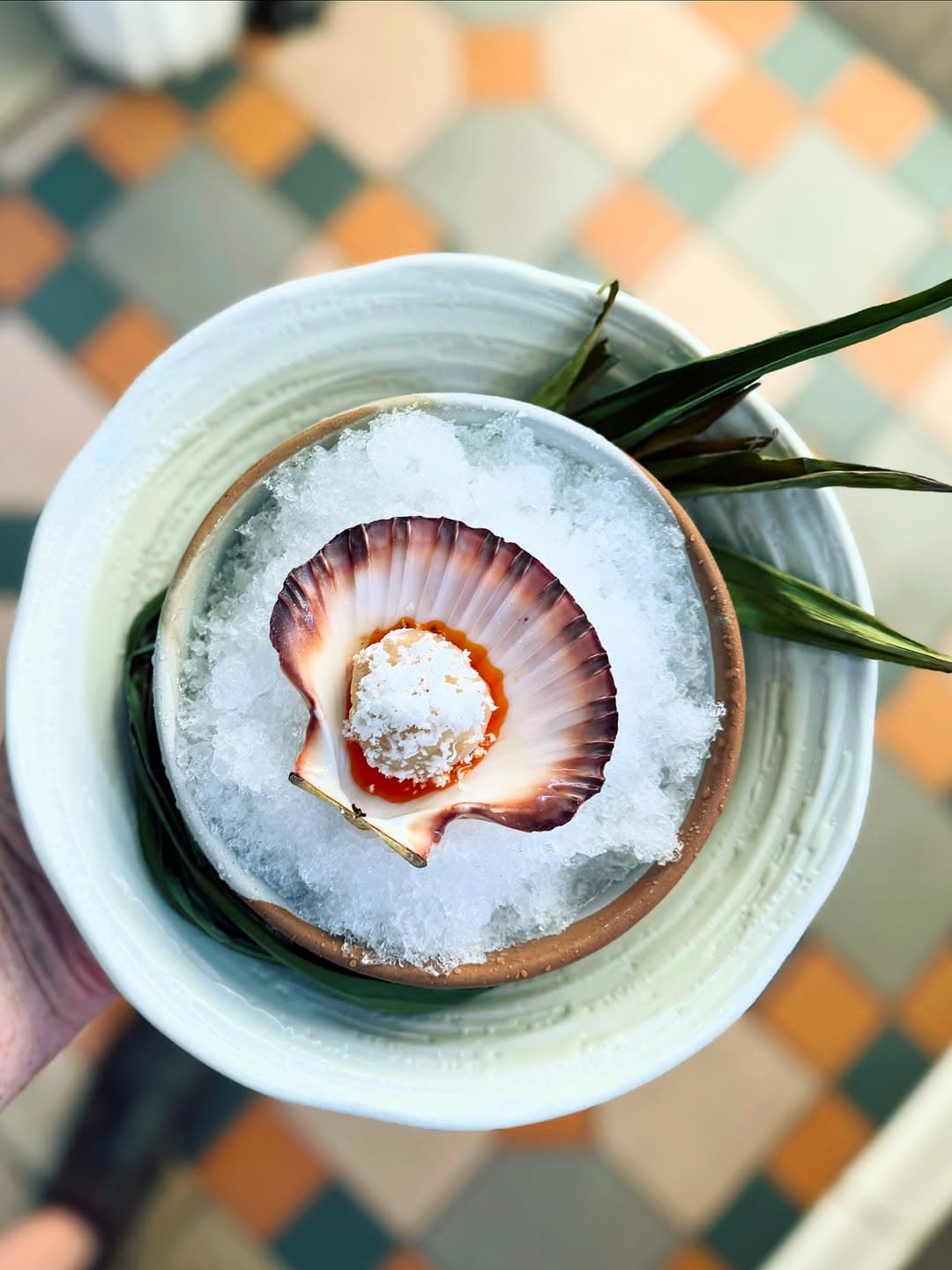 A plated scallop dish from the Nu Nu kitchen