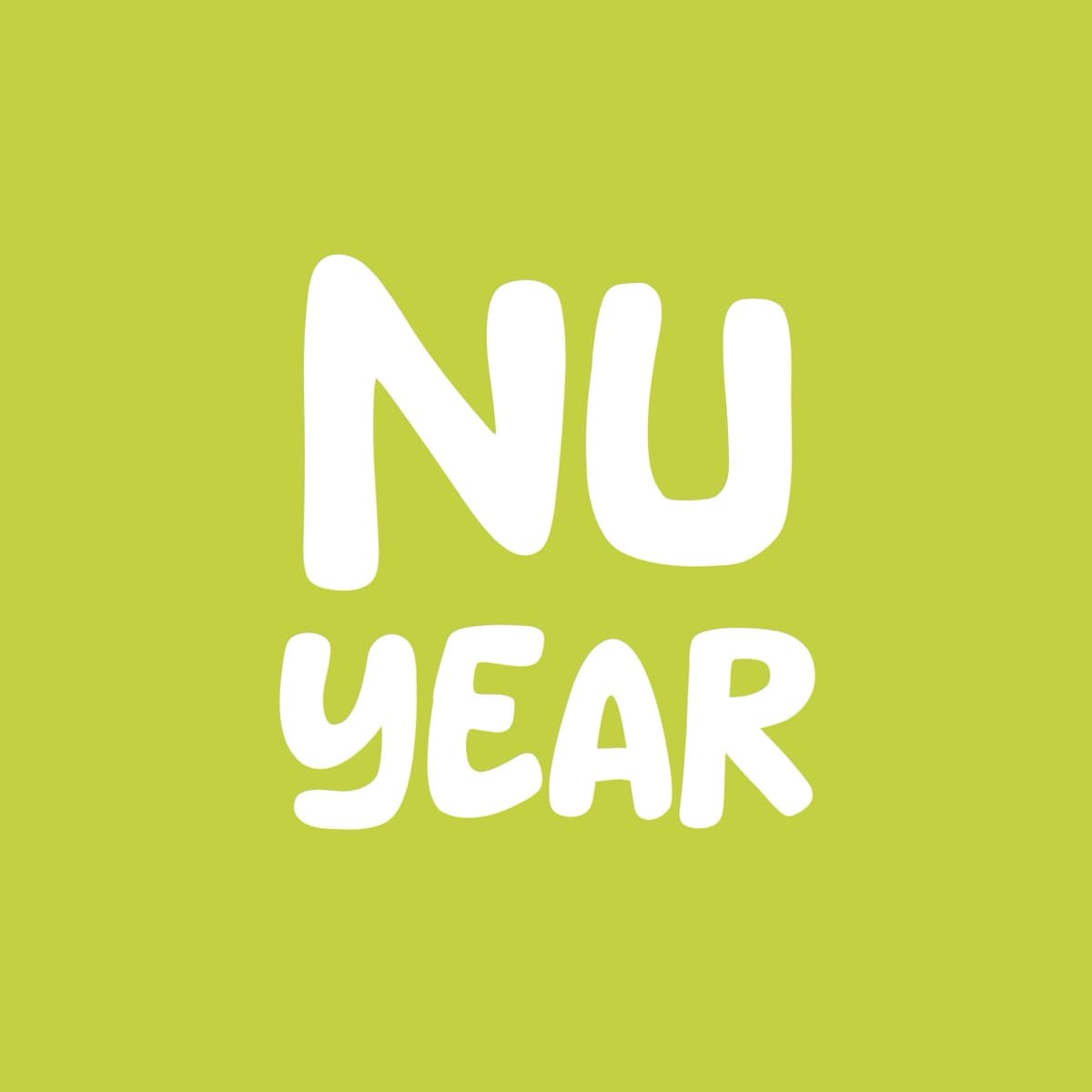 “Nu Year” hand-lettered in white on lime